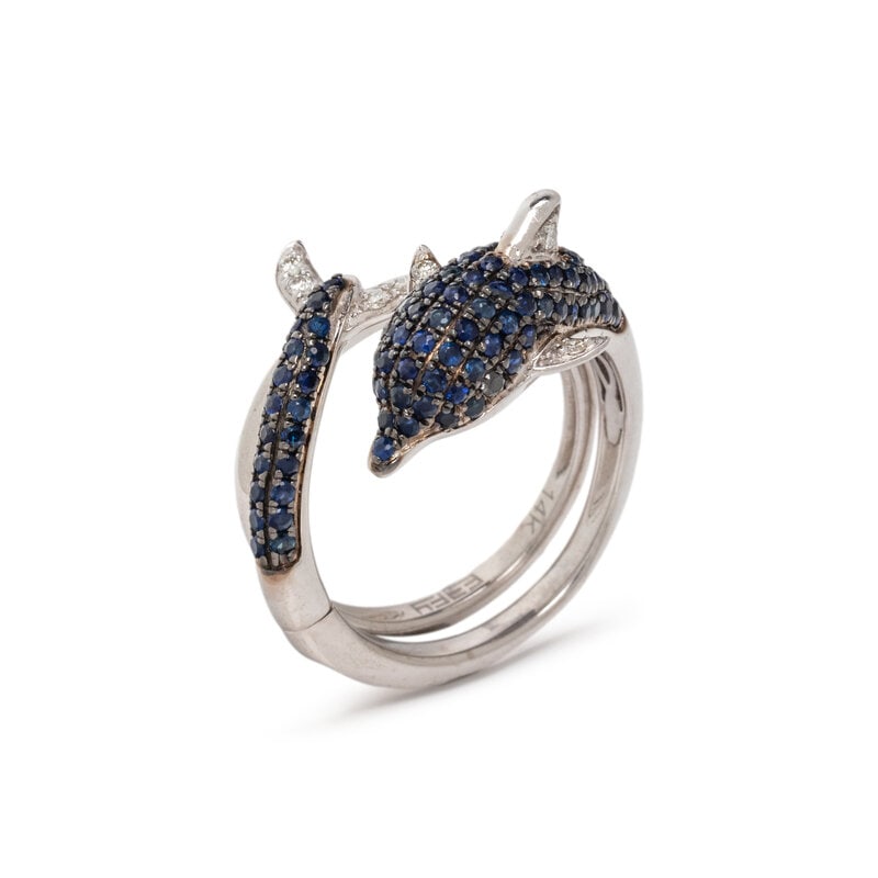 EFFY, SAPPHIRE AND DIAMOND DOLPHIN RING (1 of 4)