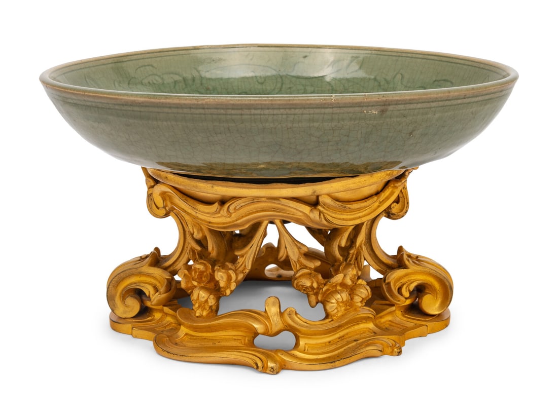 A French Gilt-Bronze Mounted Chinese Celadon Glazed Porcelain Dish (1 of 10)