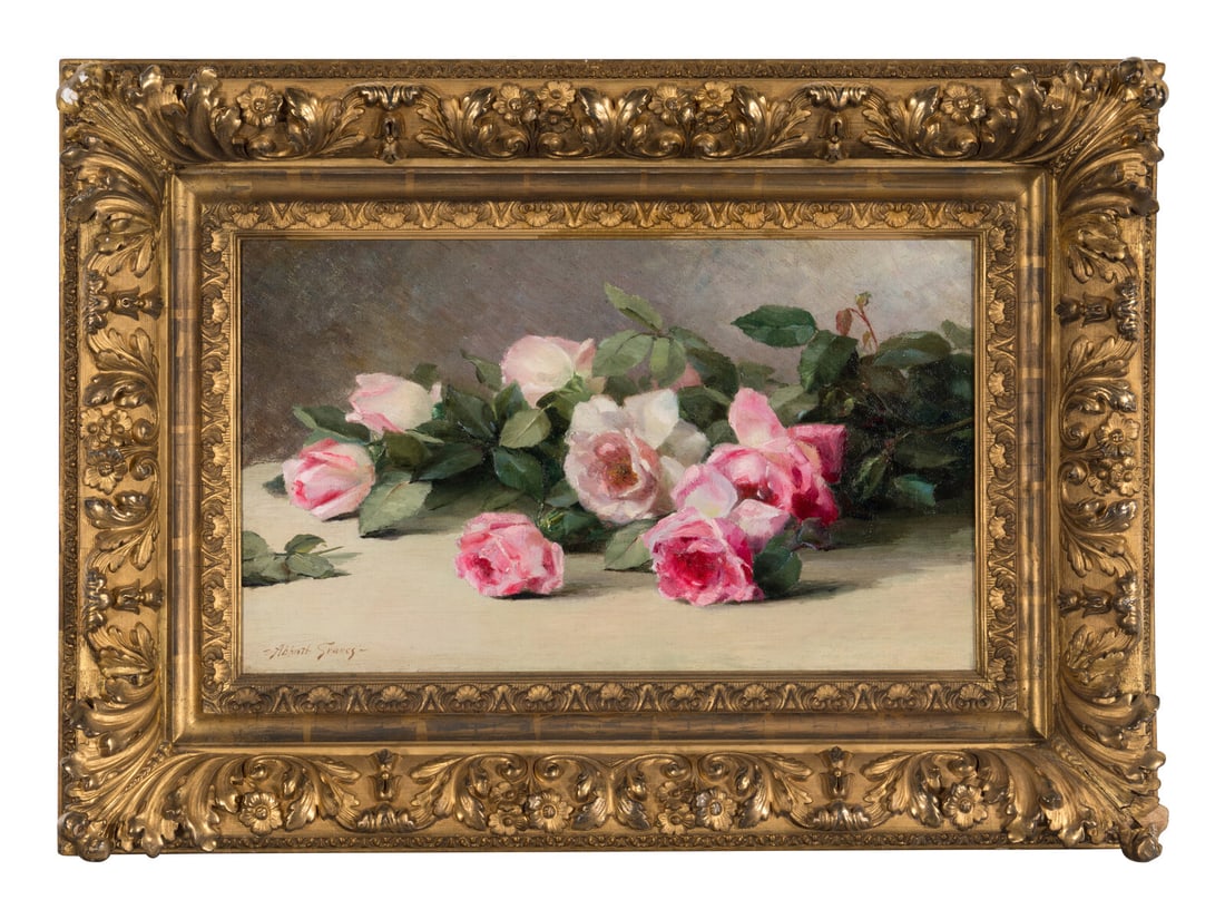 Abbott Fuller Graves (American, 1859-1936) Roses: Abbott Fuller Graves (American, 1859-1936) Roses oil on canvas signed (lower right) 12 x 20 inches. This lot is located in Chicago. Property from The Private Collection of Ms. Darla Moore, Charleston,