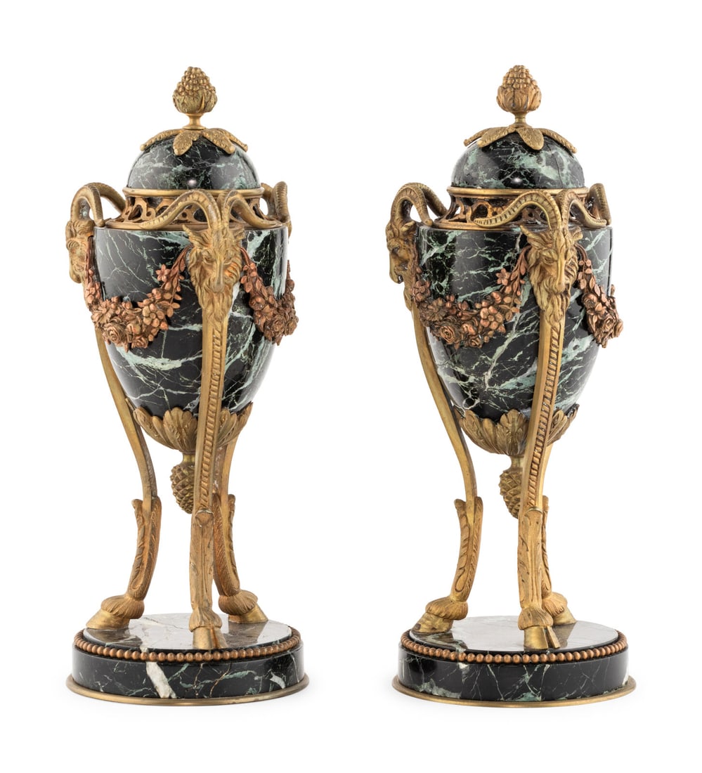A Pair of Louis XVI Style Gilt Bronze Mounted Marble Cassolettes (1 of 8)