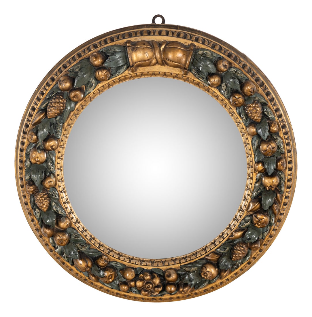 A Continental Painted and Parcel-Gilt Convex Mirror (1 of 8)