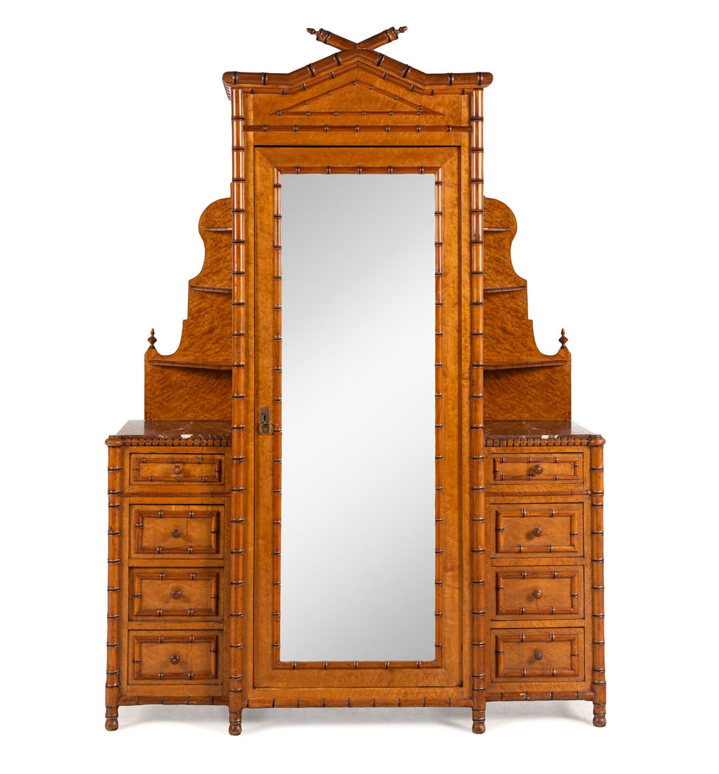 A Faux Bamboo and Birds-Eye Maple Dressing Cabinet (1 of 11)