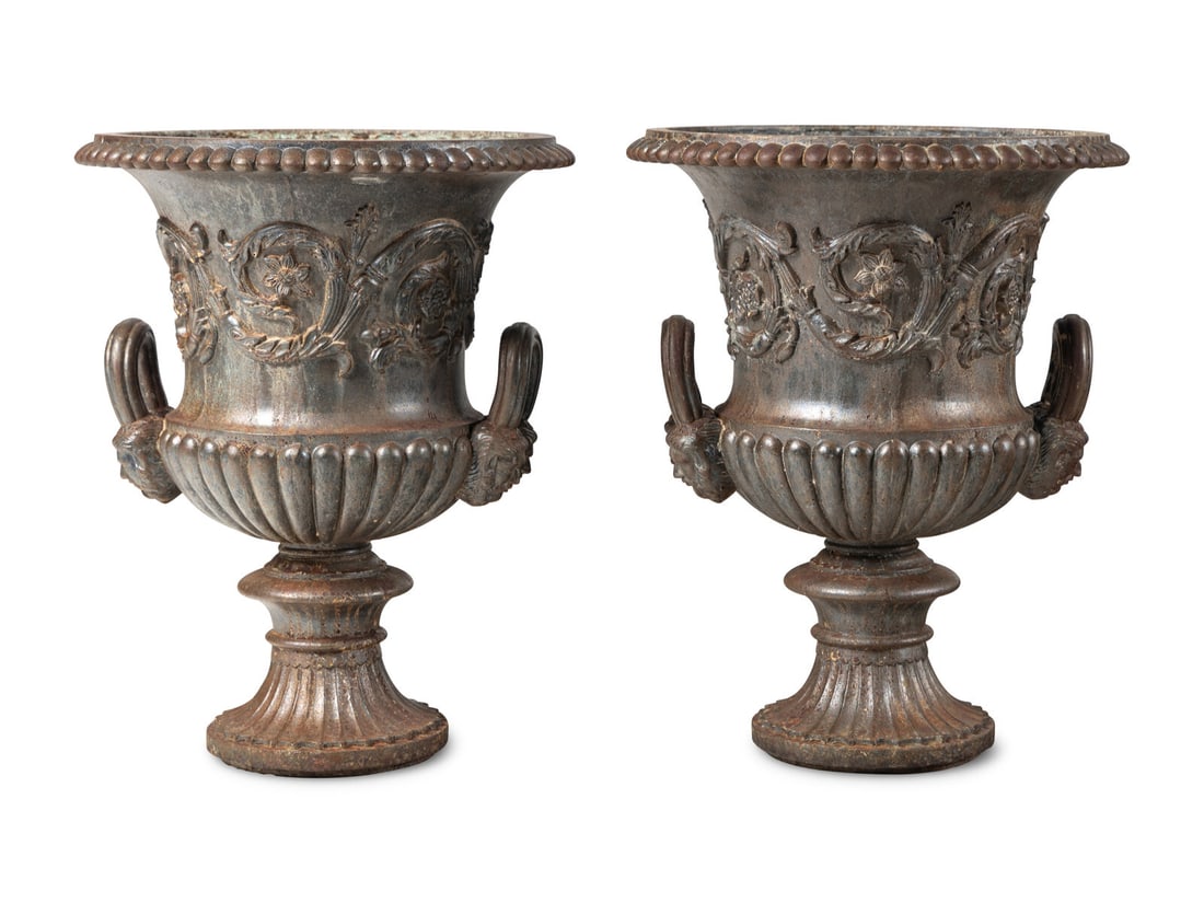 A Pair of Cast Iron Campagna-Form Garden Urns (1 of 9)