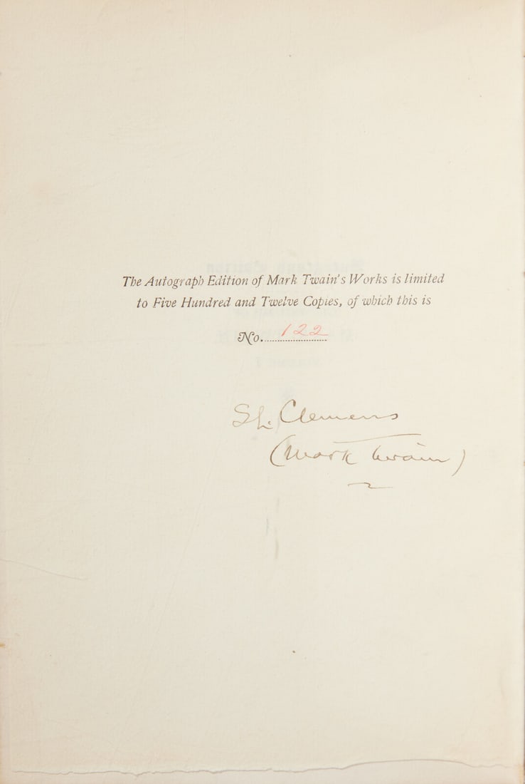 [Literature] Twain, Mark (Clemens, Samuel L.). The Writings of Mark Twain. Signed (1 of 3)