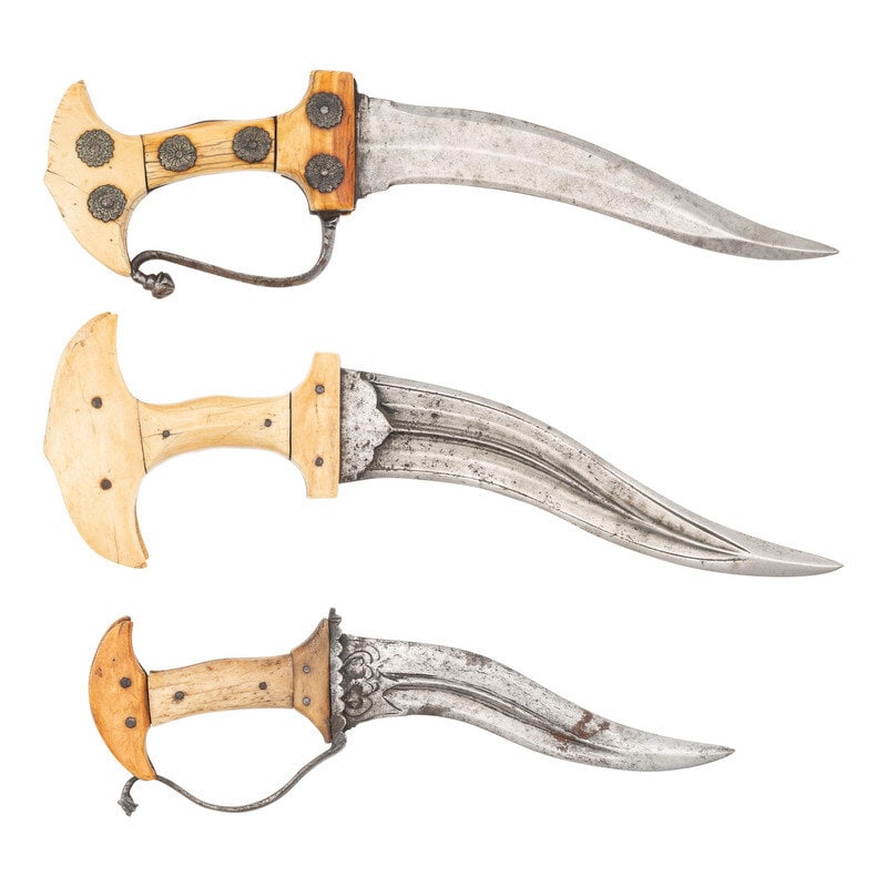 Lot of 17th/18th Century Indian Khanjarli Daggers (1 of 2)