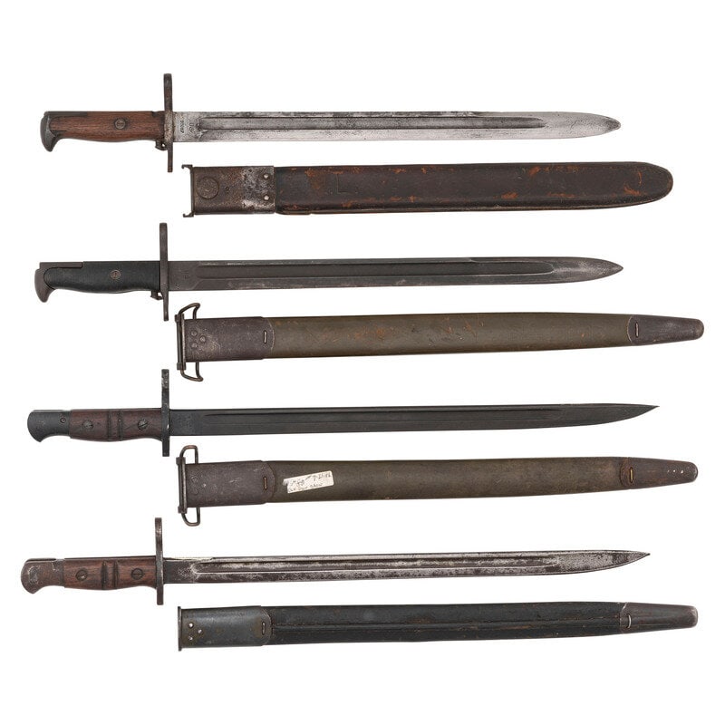 Lot of 4 WWI & WWII-era Bayonets Including: (2) U.S. M1905, U.S. M1917 & a British Contract P1913 re (1 of 2)