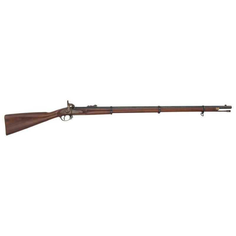 Reproduction Pattern 1853 Enfield Rifle Musket by Armi San Paolo: Reproduction Pattern 1853 Enfield Rifle Musket by Armi San Paolo .58 caliber. 39" barrel. SN: 1558. Blued and color casehardened finish, brass furniture, hardwood stock. Single shot muzzleloading repr