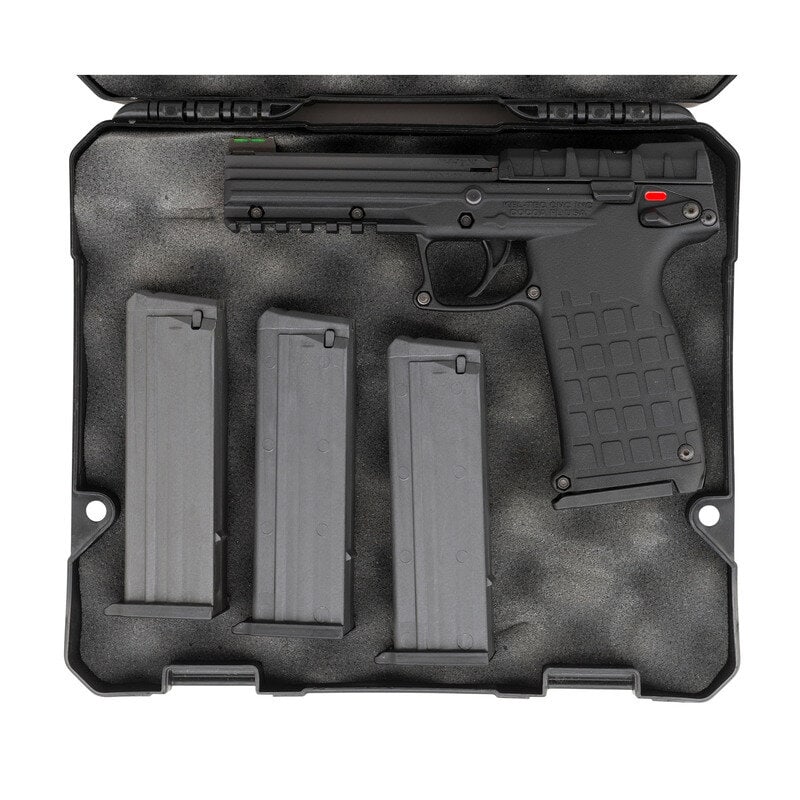 *KEL-TEC PMR-30 in Box with Accessories: *KEL-TEC PMR-30 in Box with Accessories .22 WMR. 4.3" barrel length. SN: WX4X00. Blued metal finish with black synthetic frame and rear slide featuring an accessory rail to the forward frame. Short re