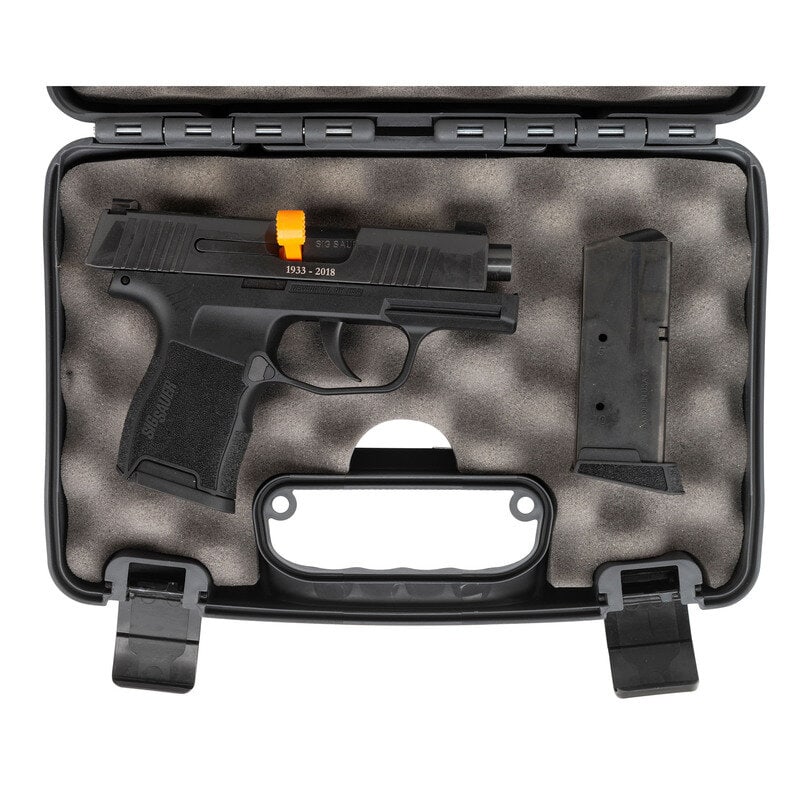 *Sig P365 Ohio State Highway Patrol in Box with Accessories: *Sig P365 Ohio State Highway Patrol in Box with Accessories 9mm Para. 3.1" barrel length. SN: 66A239442. Black Nitron finish overall with black synthetic frame mounting triple dot tritium night sights