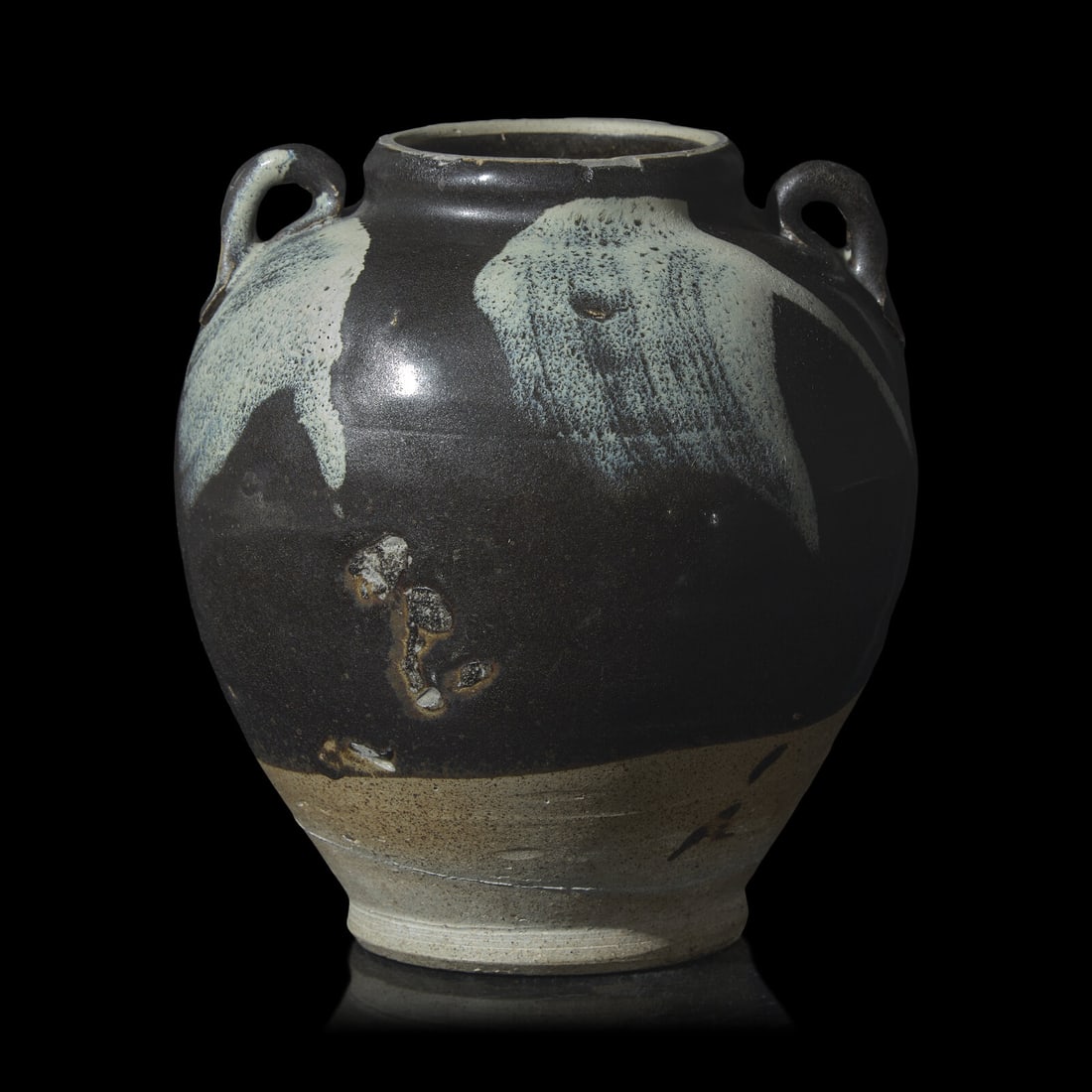 A Chinese Stoneware Phosphatic-Splashed Jar, Possibly Tang Dynasty 或爲唐 魯 (1 of 3)