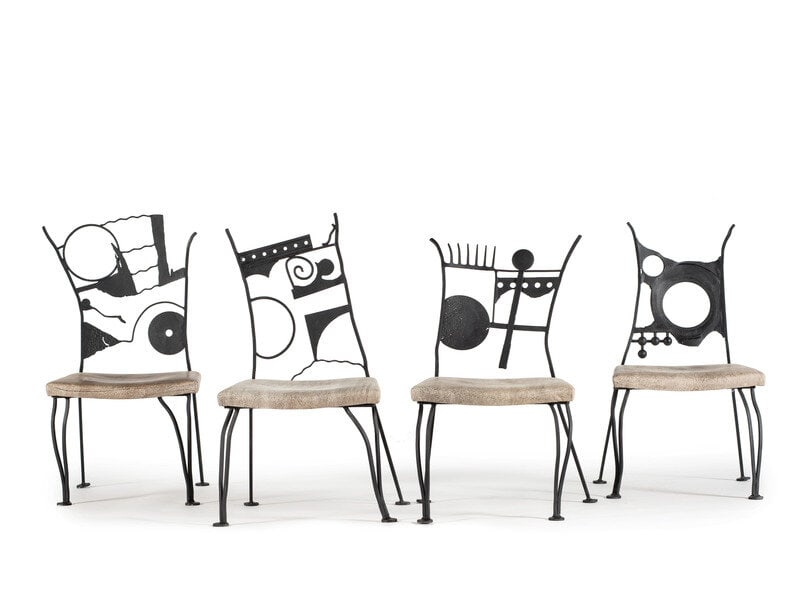A Set of Four Post-Modern Painted Wrought Iron Chairs (1 of 2)