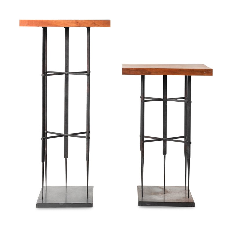 Two Contemporary Iron and Cherry Pedestals (1 of 3)