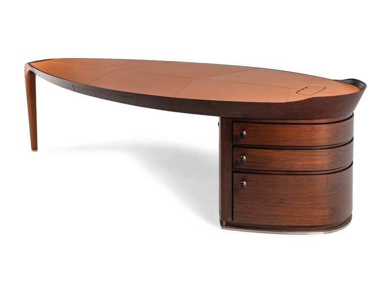 Massimo Scolari (Italian, b. 1943) Erasmo Desk Giorgetti, Italy: Massimo Scolari (Italian, b. 1943) Erasmo Desk Giorgetti, Italy Height 28 x width 103 x depth 43 1/2 inches. This lot is located in Chicago. Property from the Collection of Edmund an