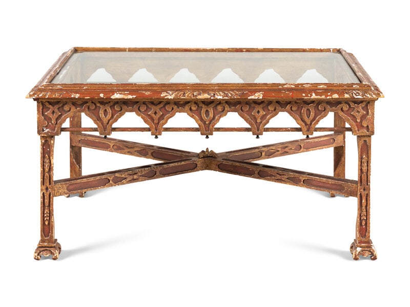 A Venetian Gothic Style Painted and Parcel Gilt Low Table (1 of 3)