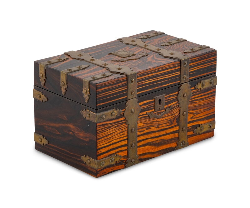 A Victorian Brass Banded Calamander Tea Caddy  (1 of 2)