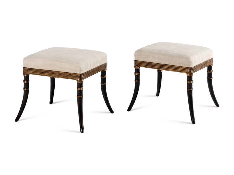A Pair of Rose Tarlow Ebonized and Parcel-Gilt Stools (1 of 3)