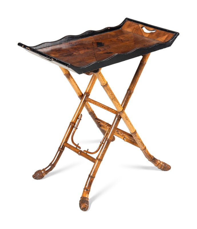 A Victorian Part Ebonized Tray Table on a Faux Bamboo Stand (1 of 3)