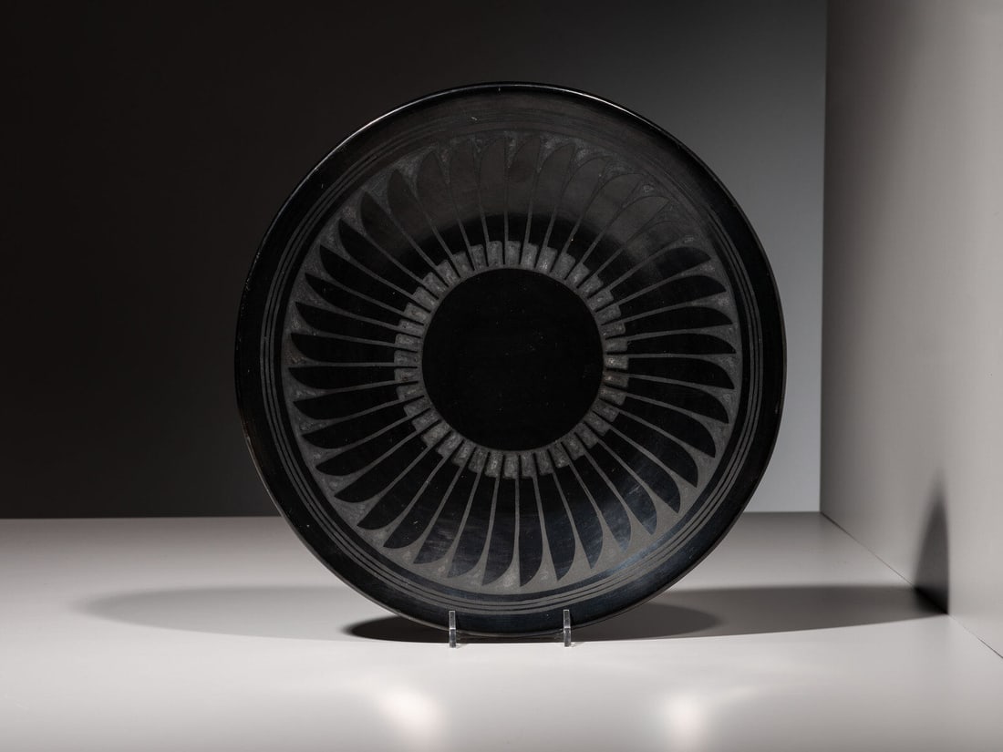 Maria and Santana Martinez (San Ildefonso, 1887-1980 / 1909-2002) Blackware Plate, with Repeating (1 of 2)