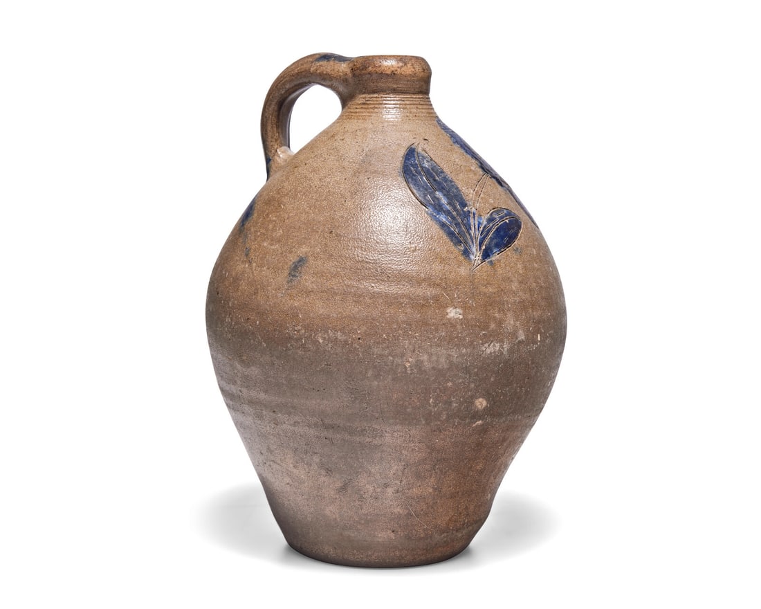 An Incised and Cobalt-Decorated Stoneware Jug, New York, First Half 19th Century (1 of 3)
