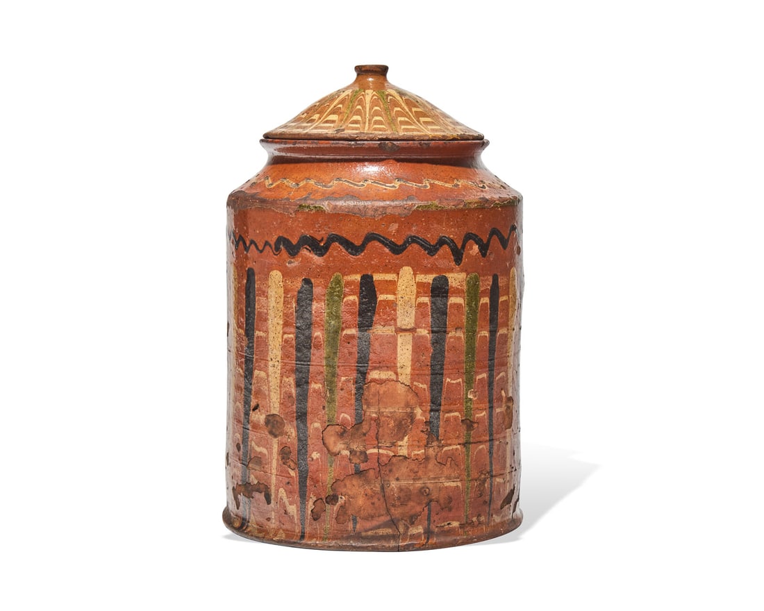 A Glazed and Slip-Decorated Redware Jar, Pennsylvania, 19th Century (1 of 2)