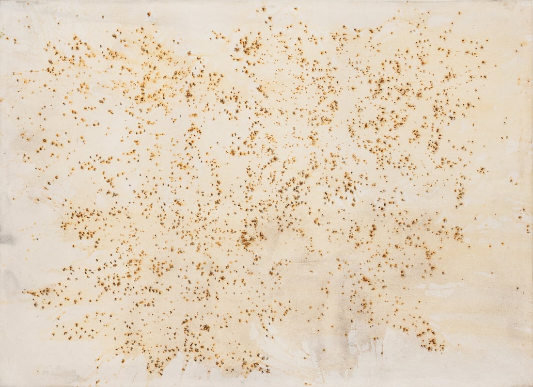 Georg Herold (American, b. 1947) Untitled, 1990: Georg Herold (American, b. 1947) Untitled, 1990 caviar and acrylic on canvas 51 1/4 x 70 3/4 inches. Property from the Estate of Robbin Lockett, Chicago, Illinois Provenance: