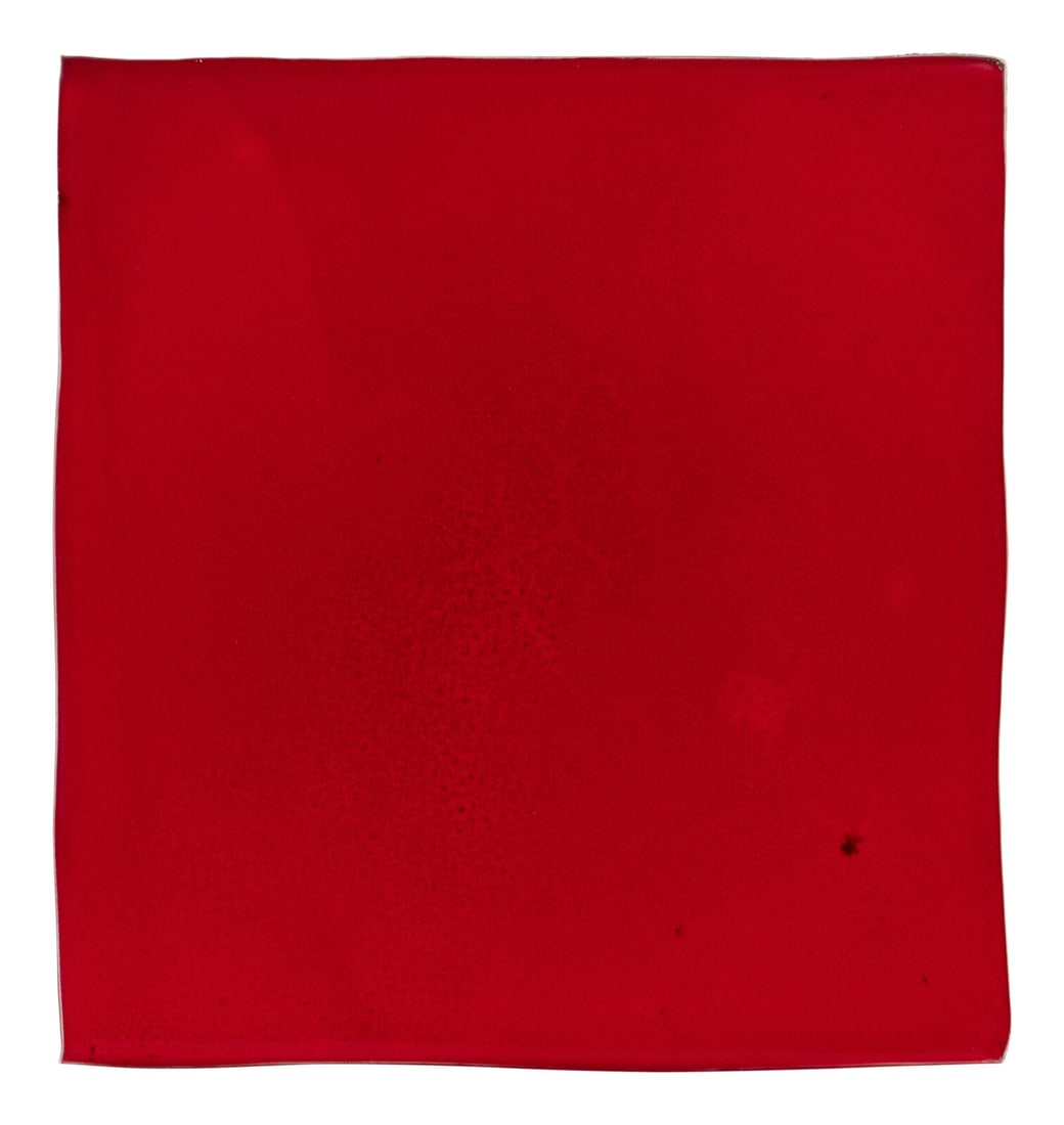 Mary Heilmann (American, b. 1940) Untitled (23), 1991: Mary Heilmann (American, b. 1940) Untitled, 1991 red glazed porcelain initialed, inscribed and dated (verso) 11 3/4 x 12 inches. Property from the Estate of Robbin Lockett, Chicago, Illinois Provenanc