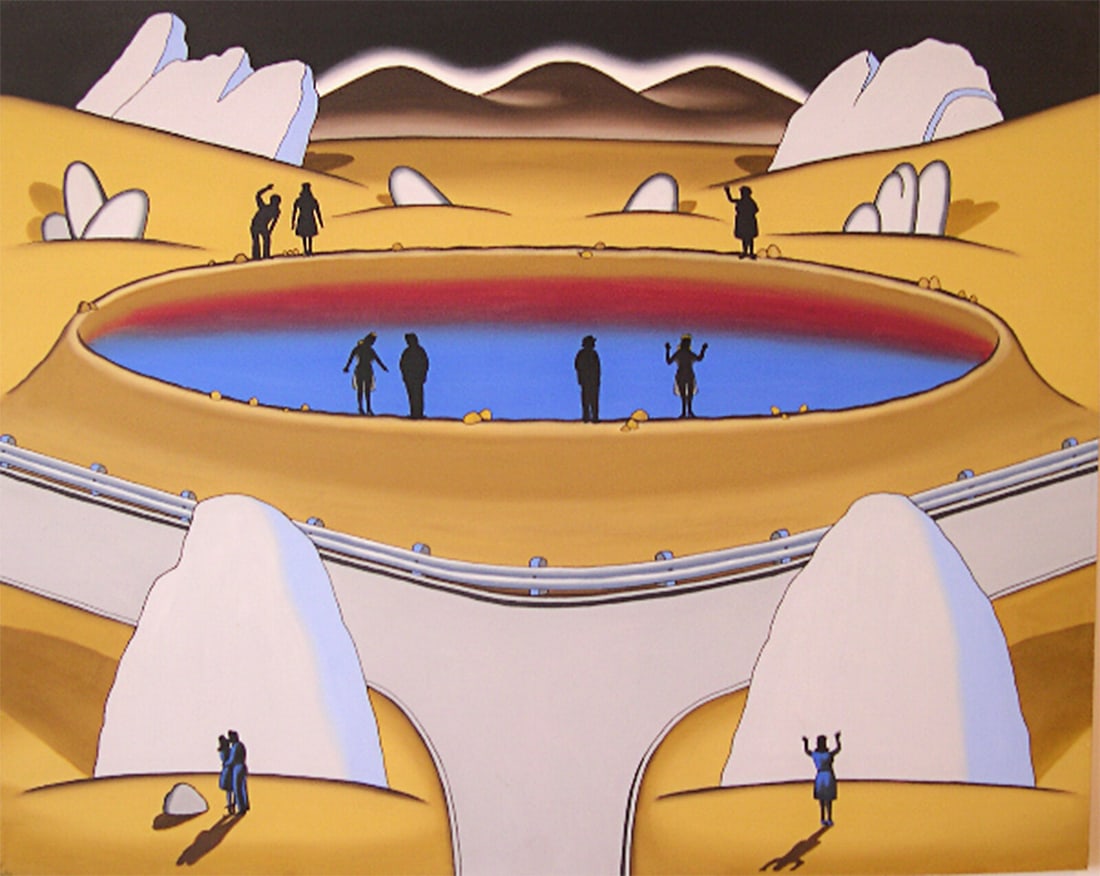 Roger Brown (American, 1941-1997) Desert Crater, 1971: Roger Brown (American, 1941-1997) Desert Crater, 1971 oil on canvas titled (verso) 48 1/4 x 60 3/8 inches. Property from the Collection of Evan Hughes, Sydney, Australia Provenance: The Artist The Sch