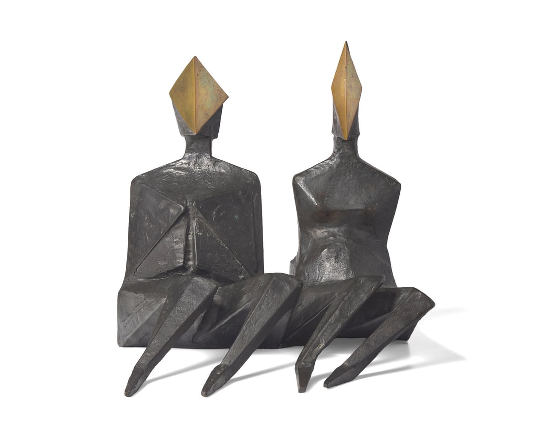 Lynn Chadwick (British, 1914-2003) Maquette II Diamond (2 Figures), conceived 1984: Lynn Chadwick (British, 1914-2003) Maquette II Diamond (2 Figures), conceived 1984 bronze each stamped with the artist's initial, C11S, stamp-numbered 5/9 and with the Pangolin Editions foundry mark o