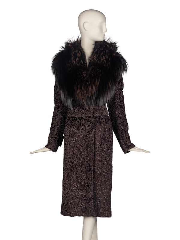 Tom Ford Faux Astrakhan Coat with Fox Fur Collar (1 of 4)