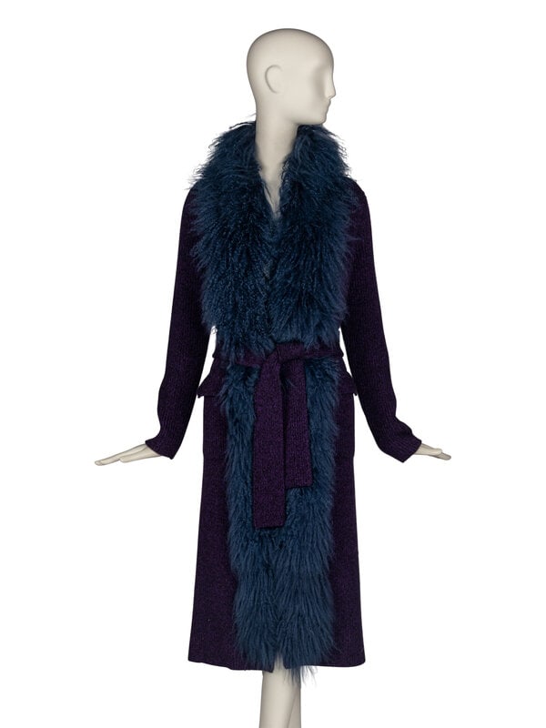 Prada Knit Cardigan Trimmed in Mongolian Lamb  (1 of 5)