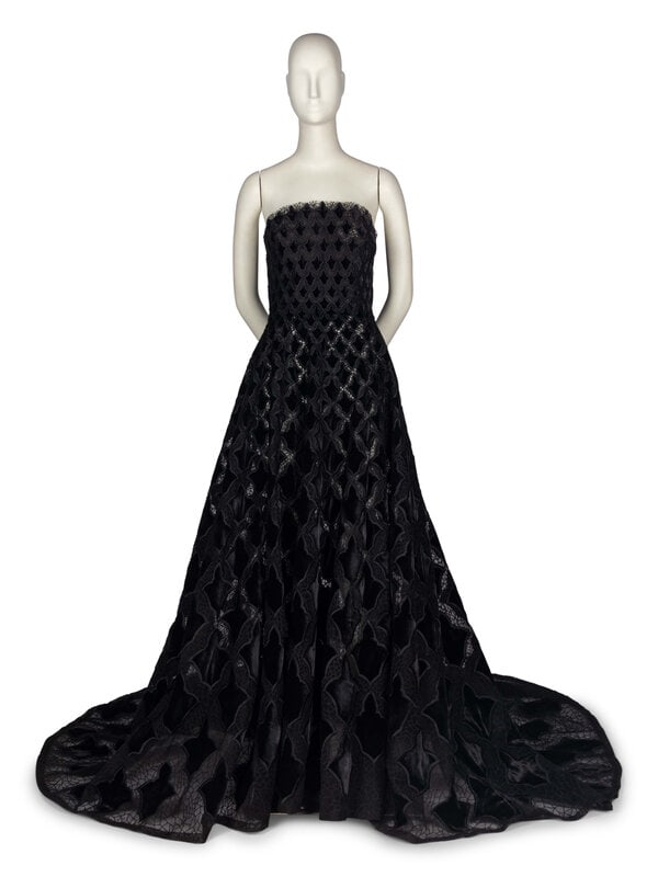 Oscar de la Renta Runway Gown, 2019 : Oscar de la Renta Runway Gown, 2019 Look 58 from the F/W 2019 ready-to-wear collection by Laura Kim & Fernando Garcia for Oscar de la Renta. Strapless gown in embroidered mesh lace with