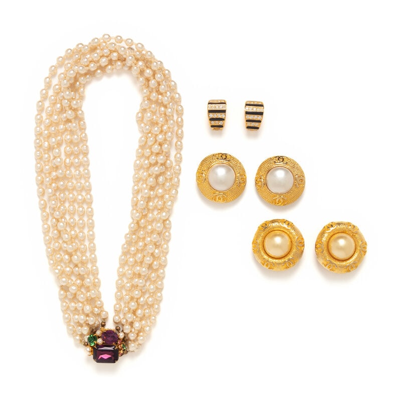 Four Pieces of Designer Costume Jewelry Including Chanel and Miriam Haskell  (1 of 2)