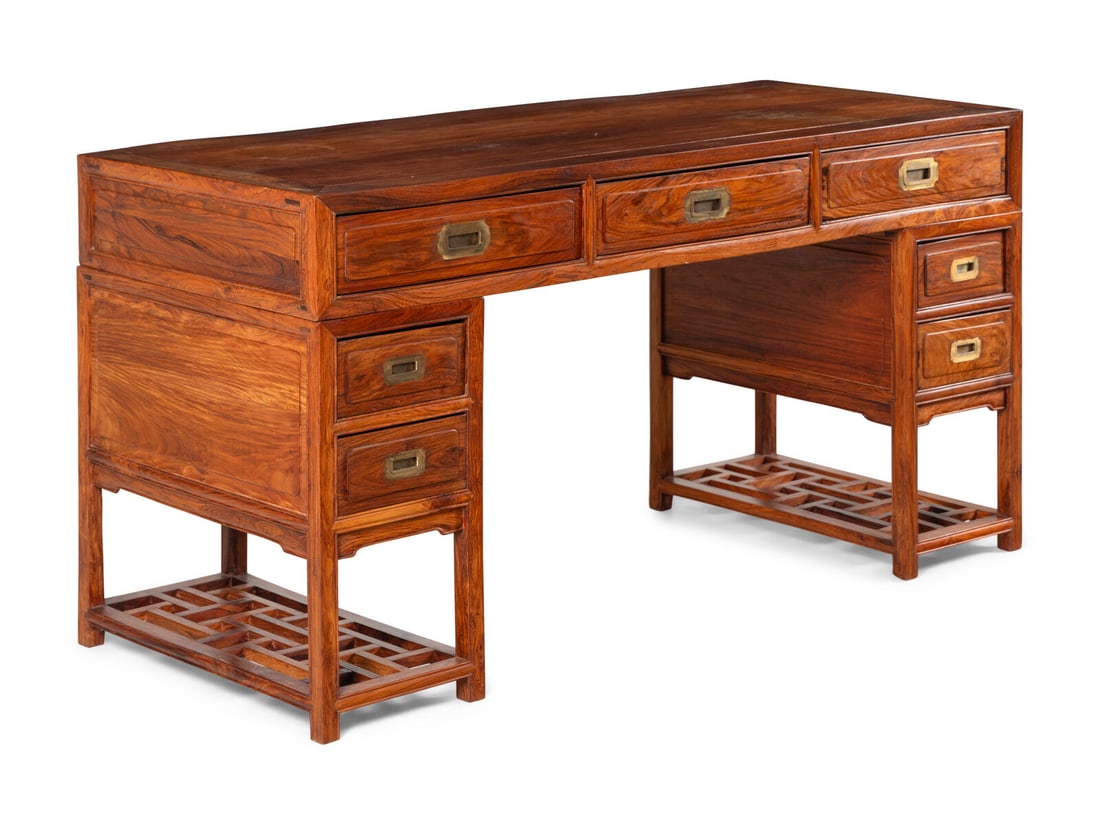 A Chinese Huanghuali and Mixed Woods Writing Desk, 20th Century 近代 黃花 (1 of 5)
