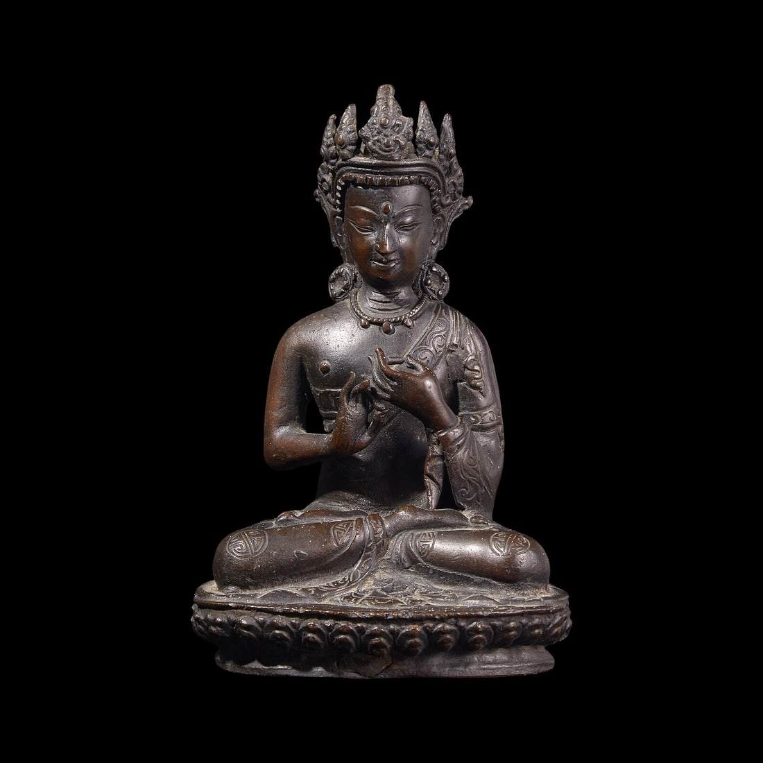 A Chinese Patinated Bronze Boddhisattva, Probably Qing Dynasty 或爲清 銅 (1 of 5)