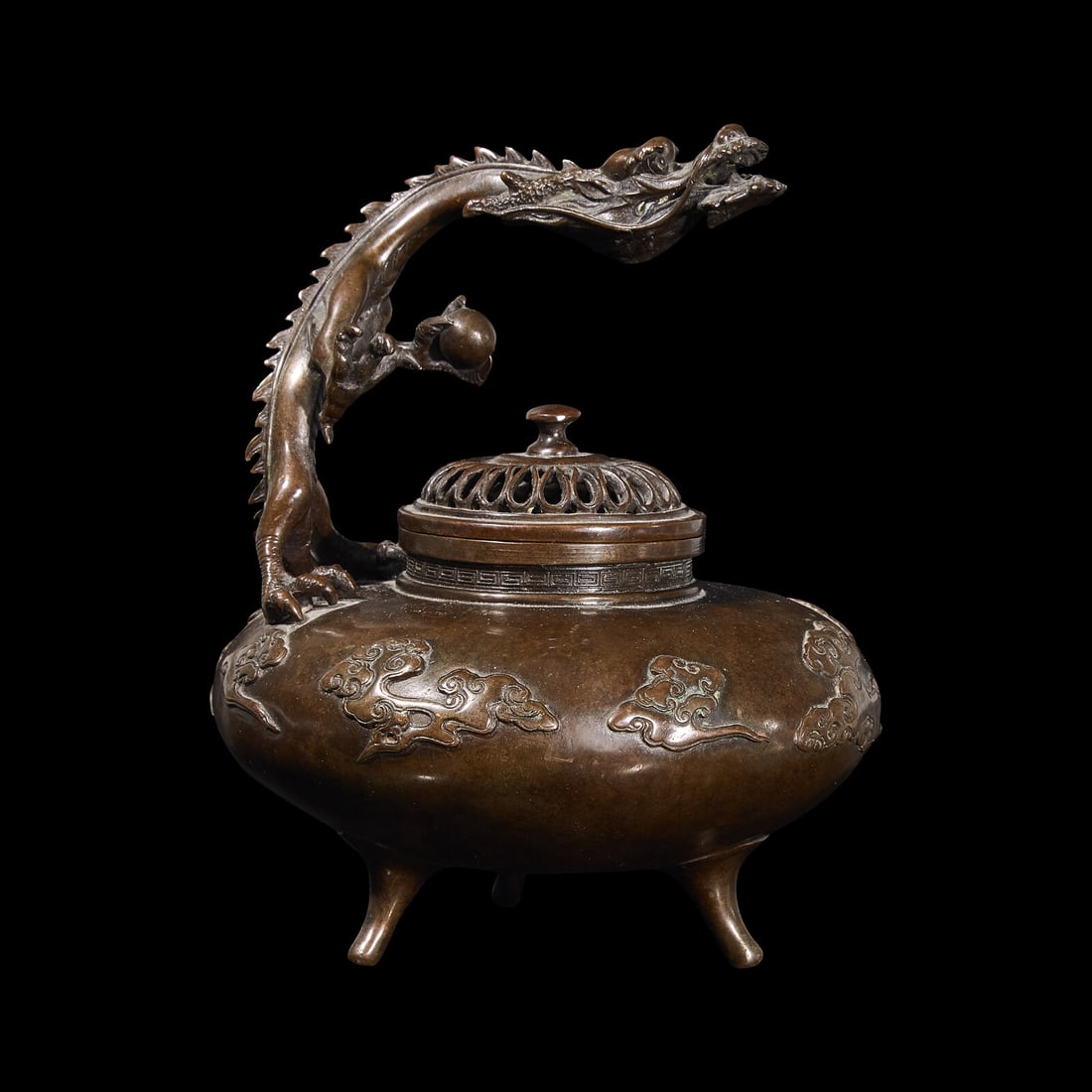 A Japanese Patinated Bronze 'Dragon' Censer, 19th/20th Century (1 of 4)