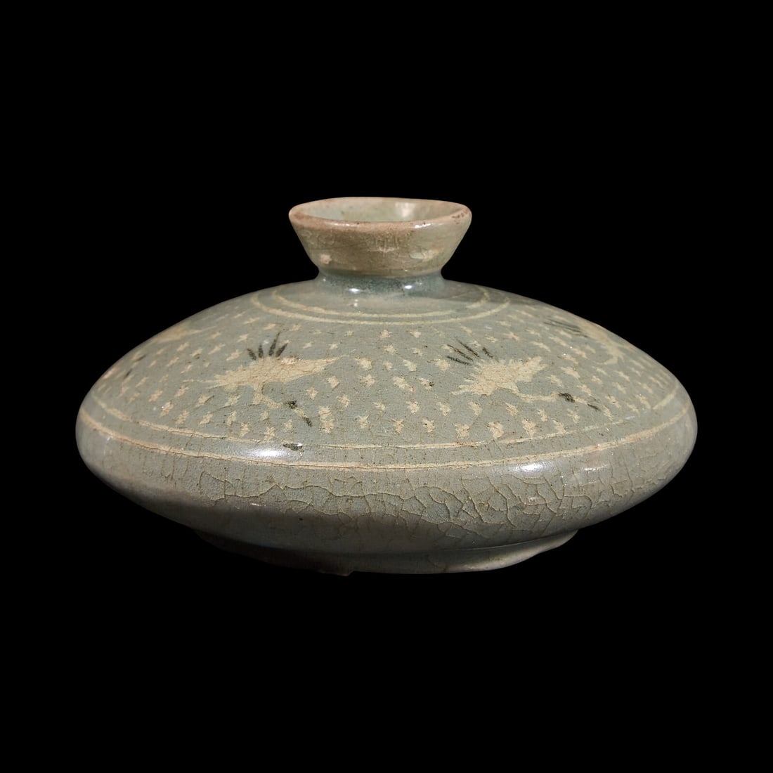 A Small Korean 'Sangam' Celadon Oil Jar, Goryeo Dynasty (1 of 3)