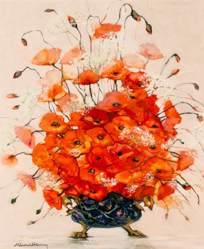 Michel Henry (French, 1928-2016) Coquelicots: Michel Henry (French, 1928-2016) Coquelicots oil on canvas signed Michel Henry (lower left) 25 3/4 x 21 1/4 inches. This lot is located in Chicago. Property from the Estate of