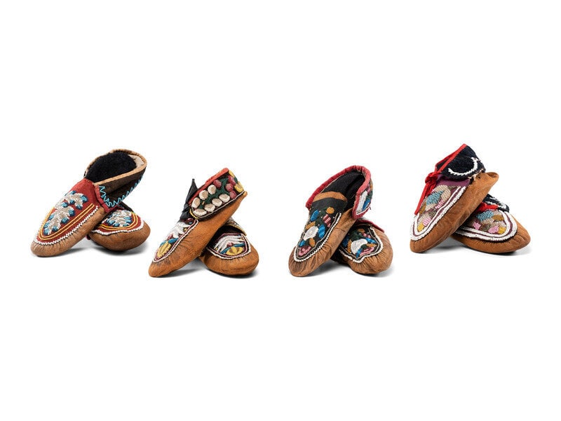 Collection of Great Lakes Beaded Hide Moccasins (1 of 5)