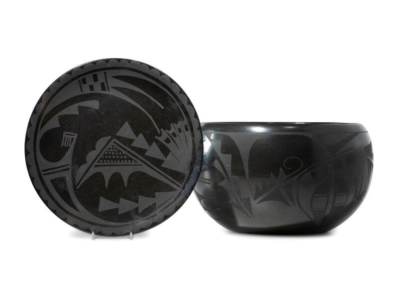 Carmelita Dunlap
(San Ildefonso, 1925-1999)
Blackware Pottery Bowl and Charger (1 of 5)