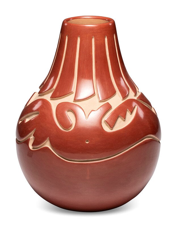 Vicki Martinez (santa Clara, B. 1967) Carved Redware Pottery Vase Auction