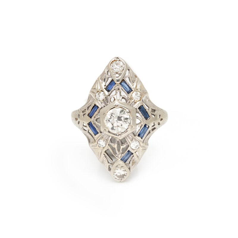 ART DECO, WHITE GOLD AND DIAMOND RING (1 of 3)