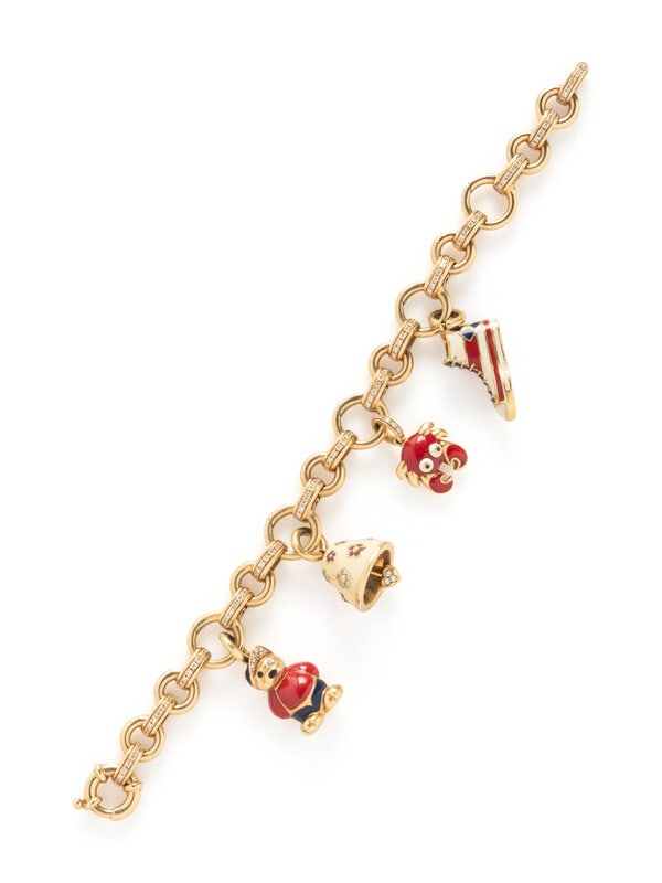AARON BASHA, YELLOW GOLD, DIAMOND, AND ENAMEL CHARM BRACELET (1 of 3)