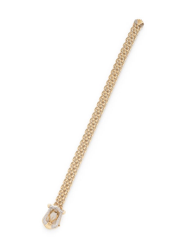 YELLOW GOLD AND DIAMOND BUCKLE BRACELET (1 of 2)