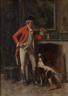 Edward Percy Moran (American, 1862-1935): Edward Percy Moran (American, 1862-1935) Captain and His Dog oil on canvas signed E. Percy Moran, lower right 20 1/4 x 14 inches. Property from the Collection of Addice and Peter Thomas, Fairfax, Virg