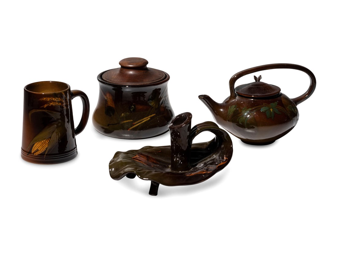 Four Artist Decorated Rookwood Pottery Standard Glaze Table Articles (1 of 8)