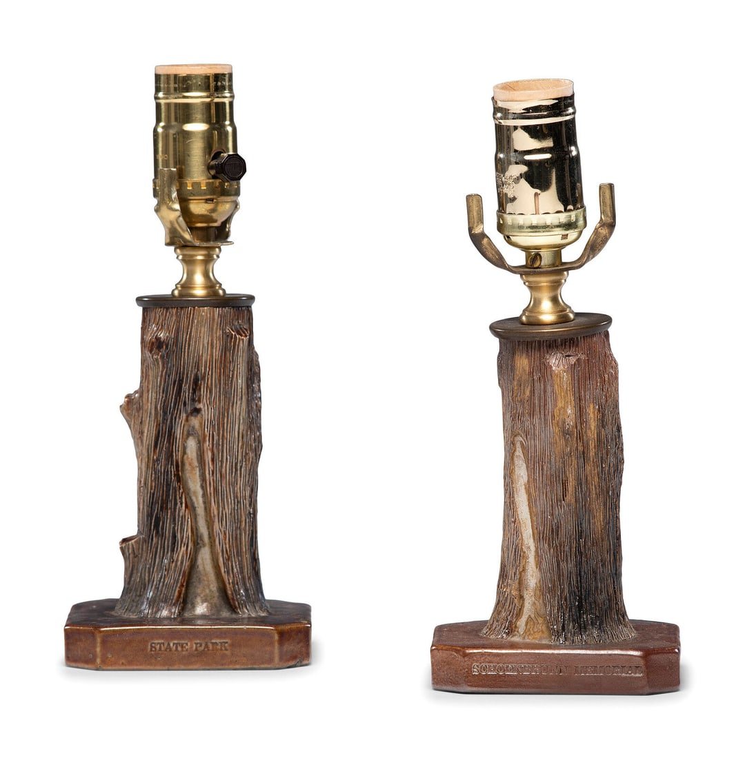 A Pair of G. W. Moore Glazed Sewer Tile Souvenir Lamp Bases (1 of 9)