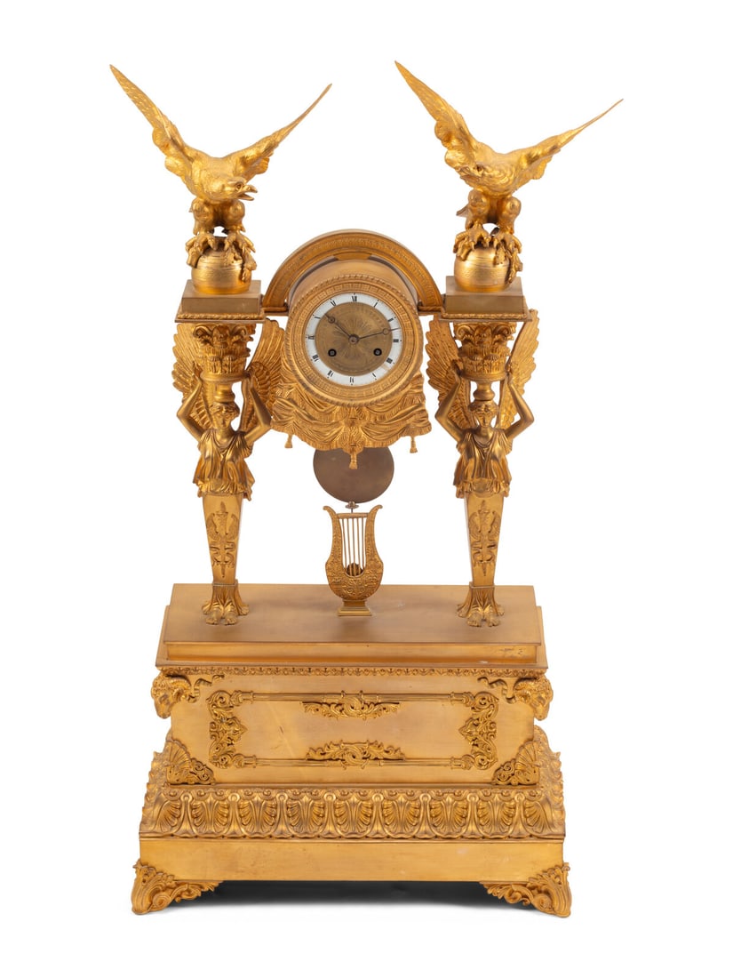 A Large Restauration Gilt Bronze Mantel Clock (1 of 5)