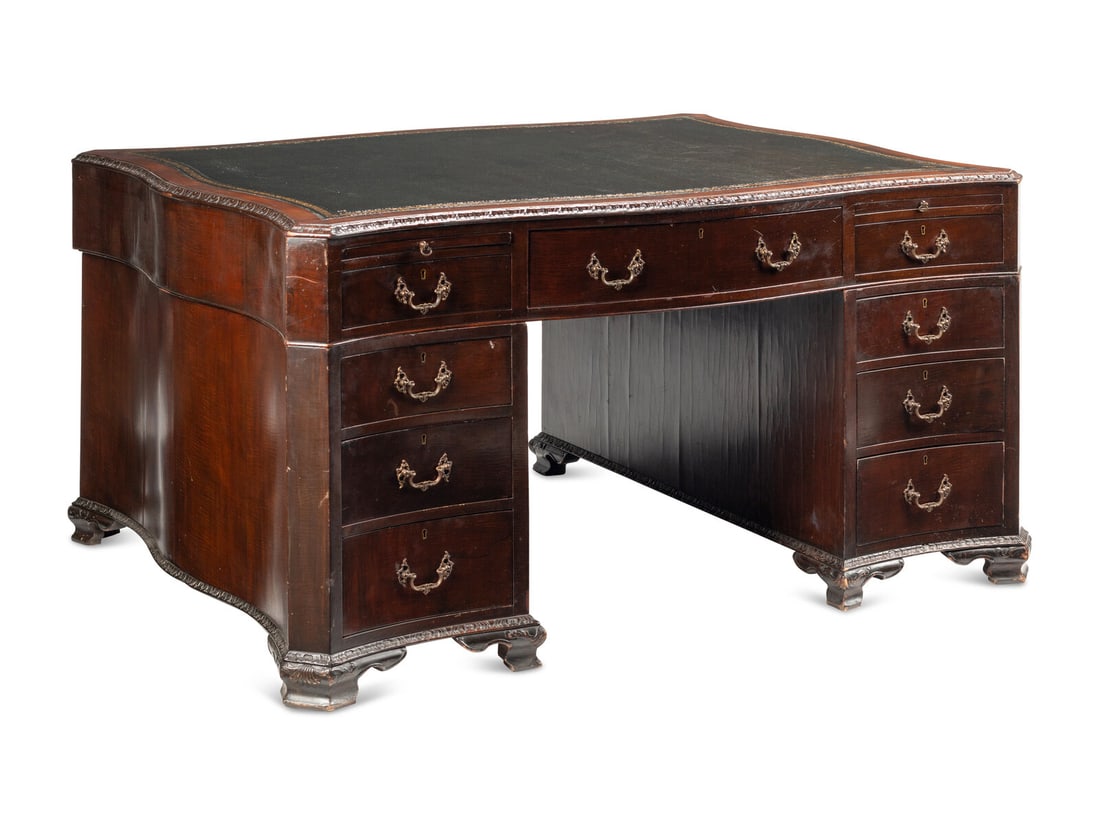 A George III Carved Mahogany Partners Desk (1 of 3)