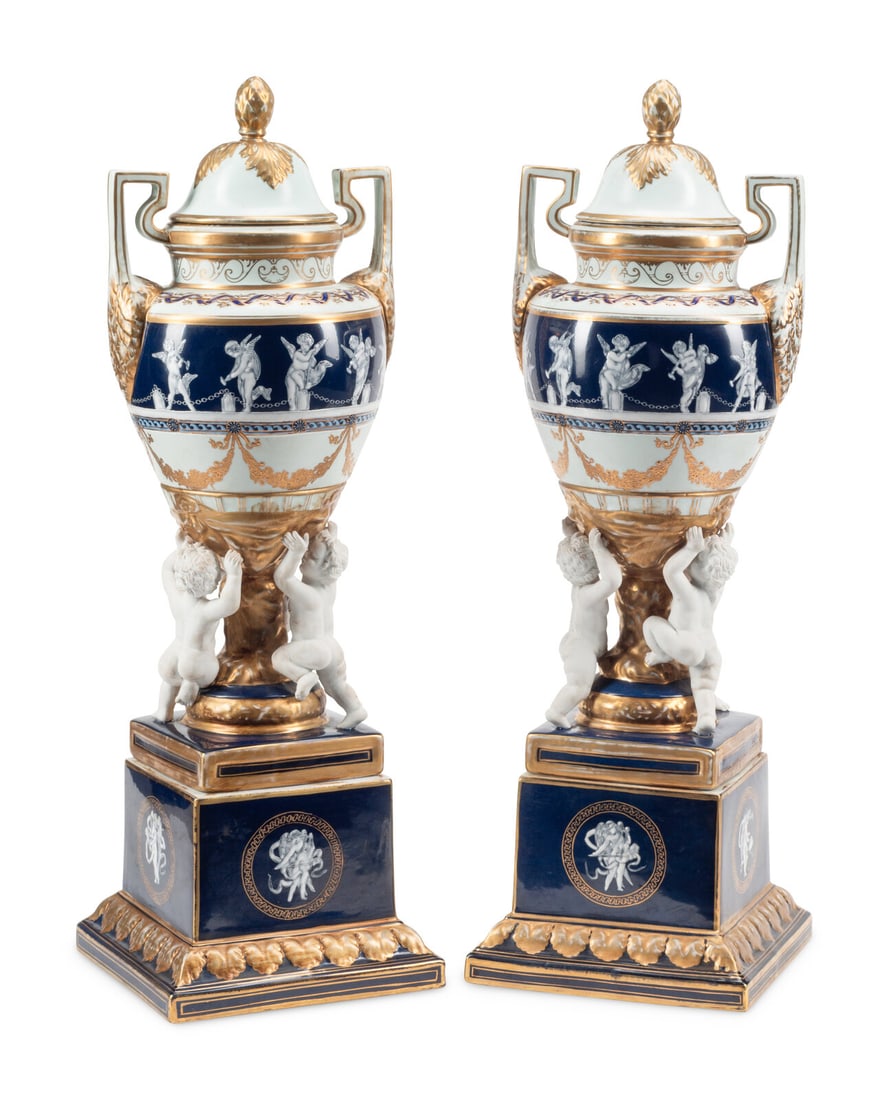 A Pair of Minton Style Pâte-sur-Pâte Porcelain Urns (1 of 5)