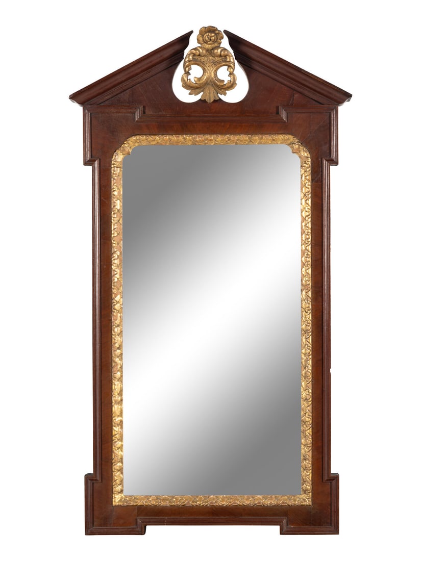 A Late George III Carved Mahogany and Parcel Gilt Mirror (1 of 2)
